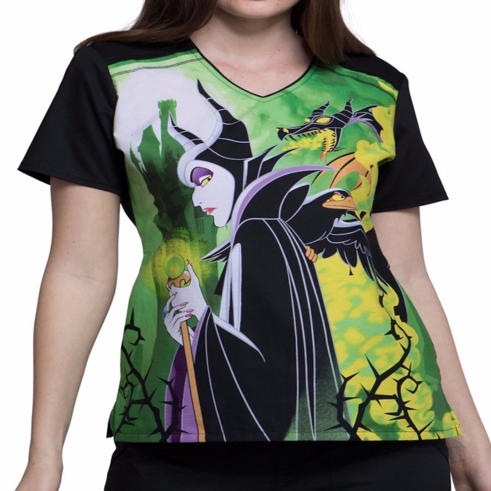 Tooniforms Maleficent Scrub Top Sz small